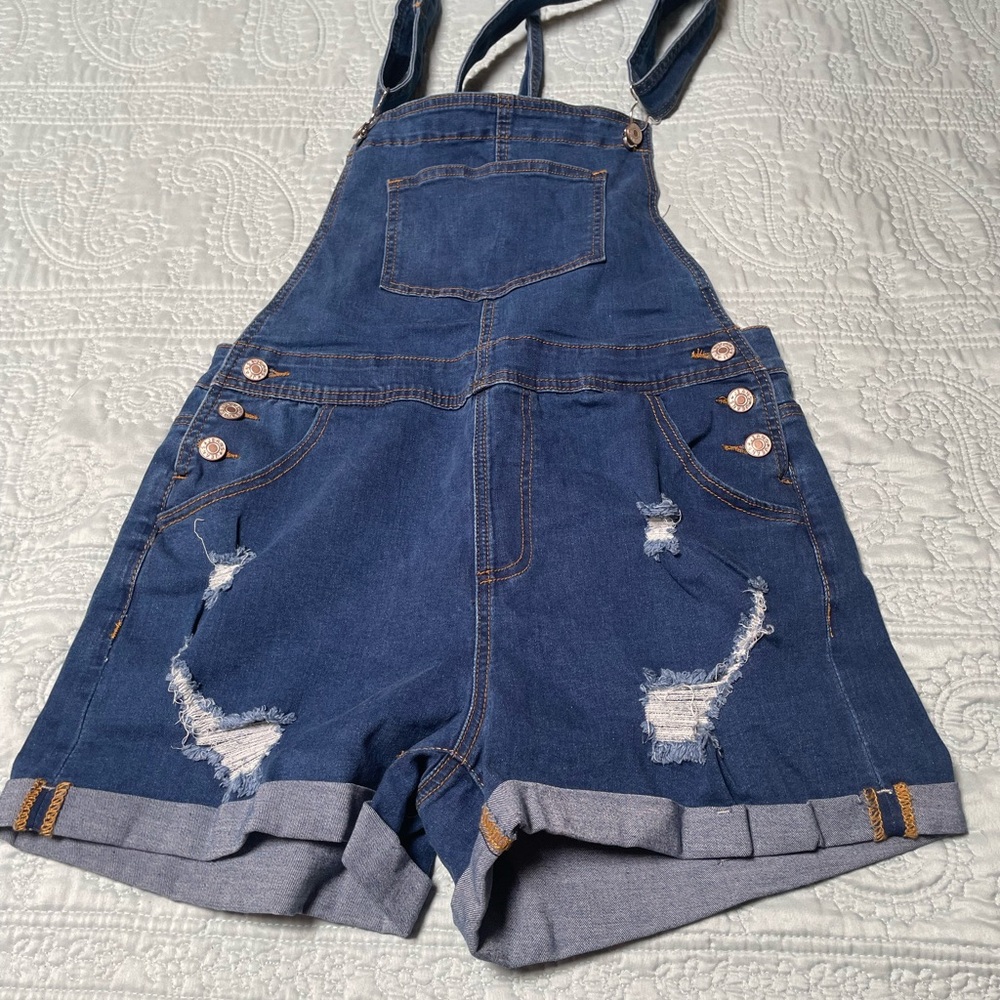 Denim Blue Women's Overall Shorts